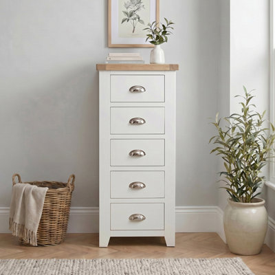 The Furniture Market Cheshire White Painted 5 Drawer Tallboy Wellington Chest Of Drawers from B&Q