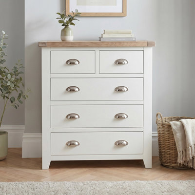The Furniture Market Cheshire White Painted 2 Over 3 Drawer Chest Of Drawers from B&Q