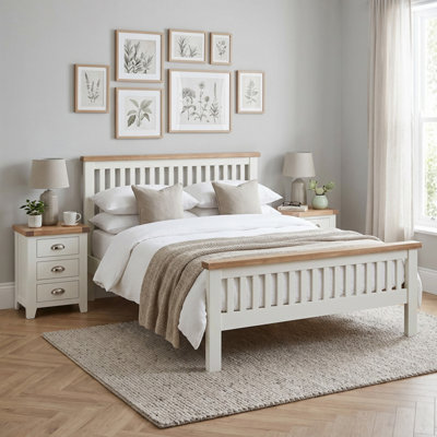 The Furniture Market Cheshire White Painted 5Ft King Size Bed from B&Q