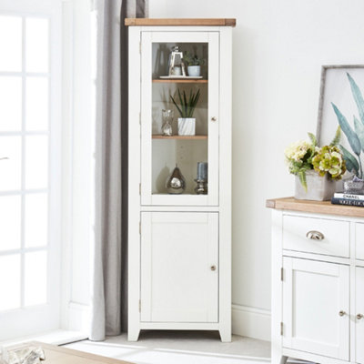 The Furniture Market Cheshire White Tall Glazed Corner Cabinet from B&Q