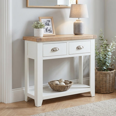 The Furniture Market Cheshire White Painted 2 Drawer Hall Console Table from B&Q