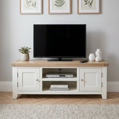 The Furniture Market Cheshire White Painted Medium Widescreen Tv Unit Up To 60 Tv Size from B&Q
