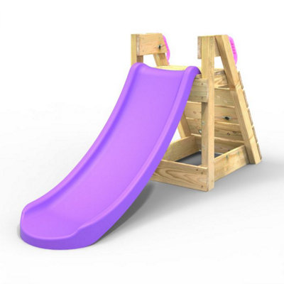 Rebo 4Ft Toddler Adventure Garden Slide With Wooden Platform And Climbing WallPurple from B&Q