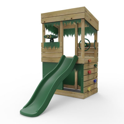 Rebo Wooden Garden Lookout Tower Playhouse With 6Ft Slide For KidsMax Set from B&Q