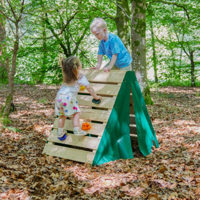 Rebo Mini Wooden Garden Climbing Pyramid Adventure Playset For KidsGreen from B&Q