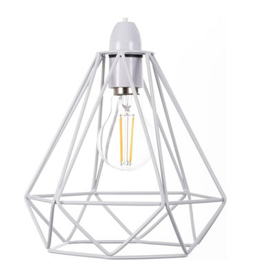 Giggi White Cage Metal Basket Ceiling Light Shade from B&Q