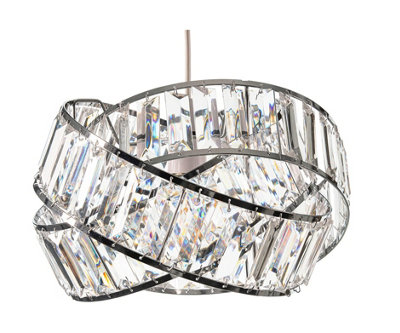 B&Q -  Modern Interwoven Rings Pendant Chrome Light Shade With Clear Acrylic Crystals 19Cm X 29Cm