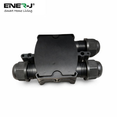 B&Q -  Waterproof Inline Ip68 Cable Splitter Junction Box Cable Connector 3 Way Black (2 Pcs Pack)