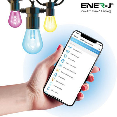 Ener-J Light Wi-Fi Led String With Rgb+Ww Filament Bulbs, And 12Pcs Filament Bulbs With Adapter & Uk Fused Plug 7.2M