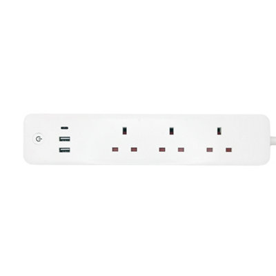 Ener-J Unisex White 13A Smart Wifi Power Strip 3 Sockets 2 Usb 1 Type C Uk Plug - Image 6