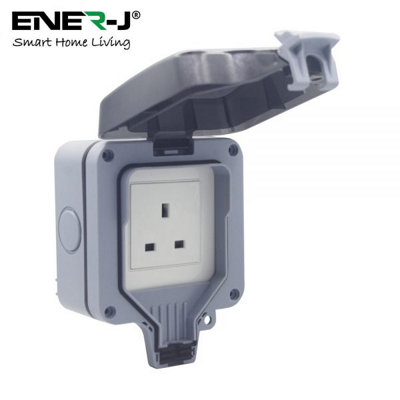 Ener-J Smart 1 Gang 13A Wall Socket, Wifi Weatherproof Outdoor Socket With Timer Light