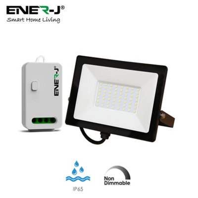 Ener-J 50W Led Floodlight Pre Wired With Eco Series 500W Non Dimmable Rf Receiver from B&Q