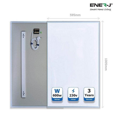 ENER-J Infrared Heating Panel - 600W - White Body - 100x60 cm - Carbon Crystal Technology - Image 5