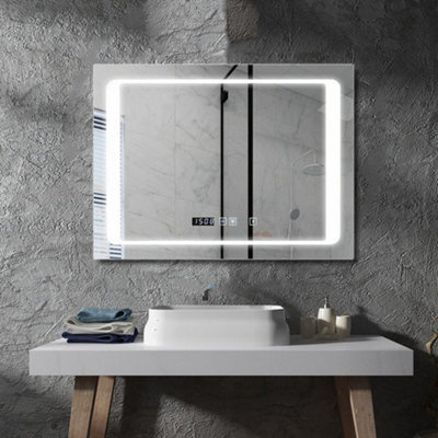 Ener-J Led Mirror With Bluetooth Speaker, Rectangular, Size: 60X80cm Light/Silver