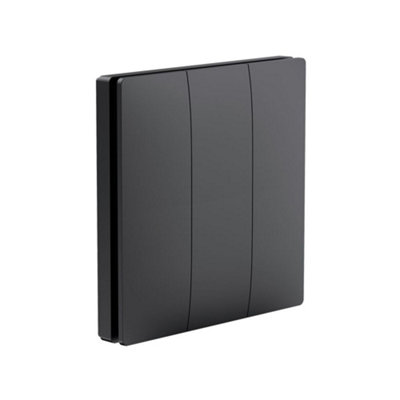 Ener-J EnerJ Wireless Kinetic 3 Gang Light Switch Black from B&Q