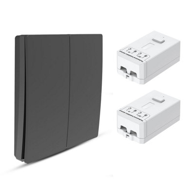 Ener-J EnerJ 2 Gang Wireless Kinetic Switch Kit Black With Dual 500W Rf Receivers from B&Q