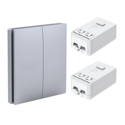 Ener-J EnerJ 2 Gang Wireless Kinetic Switch Kit With 2 500W Rf Receivers Silver 240V from B&Q