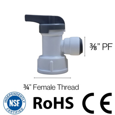Hommix Double O Ring Ro (Reverse Osmosis) Tank Valve 3/4" Bsp3/8" Push Fitting from B&Q