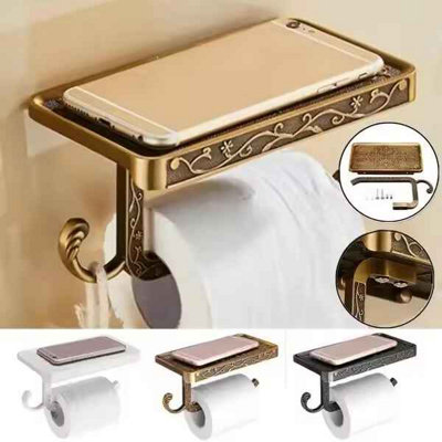 Bathroom Towel Rack Toilet Paper Holder  Zinc Alloy(With Shelf) from B&Q