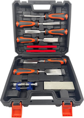 10Pcs Chisel Set & Sharpening Stone Honing Guide Pencils Carpentry from B&Q
