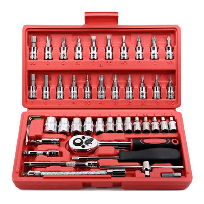 46 Piece 216 Socket Set 1/4  Large Tool Ratchet Wrench Kit from B&Q
