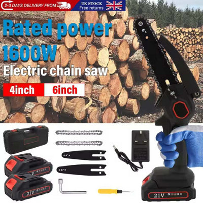  - 4000W Mini Chainsaw Cordless 4And6 Electric  Saw Wood Cutter With 2Pcs Batteries