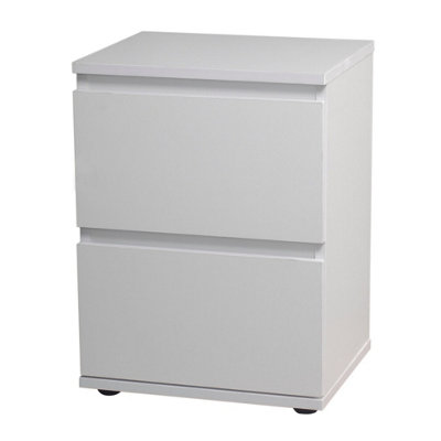  - (White Carcass And White Drawers) 2 Drawer Wooden Bedside Cabinet Side Table