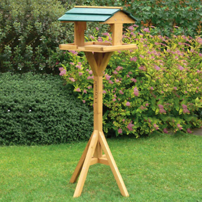 Traditional Wooden Bird Table Garden Birds Feeder Feeding Station Free Standing from B&Q