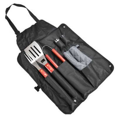 Bbq Tool Set With Apron,7Pc Bbq Accessories Kit With/spatula,tongs & More,outdoor Cooking Utensils from B&Q