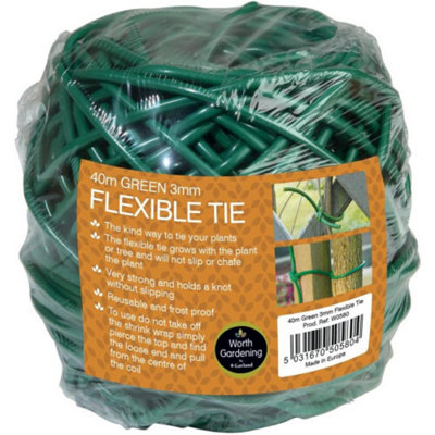 40M Flexible Reusable Green  Plant Ties 3mm from B&Q