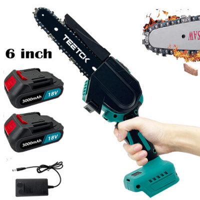 Mini Cordless Chainsaw Electric Saw Wood Cutter +2Batteries 3.0A+Charger-Makita Battery Compatible from B&Q