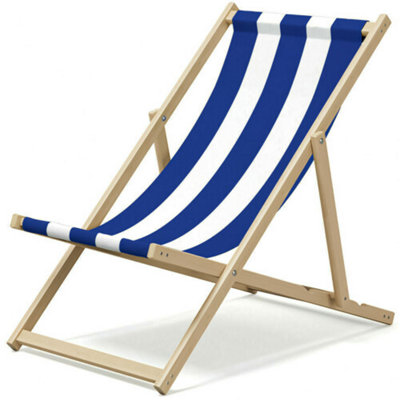 Wooden Folding Beach Chair  Lightweight Deck Lounger For Easy Travel from B&Q