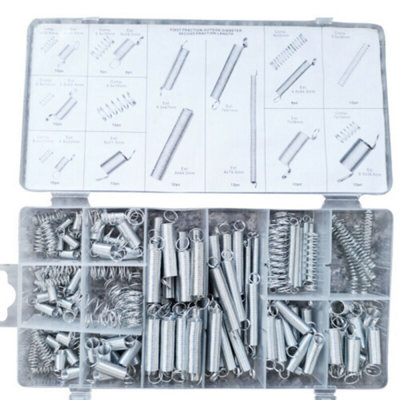 200 X Spring Set Extended Compression Expansion Tension Springs Zinc In Tray from B&Q