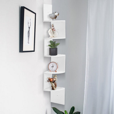 5 Tier Corner Shelves For Wall Floating Shelf White Corner Unit from B&Q