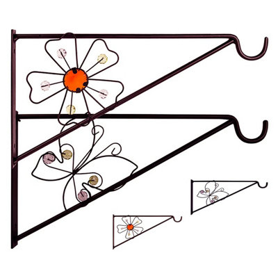  - 2X Flower And Butterfly Hanging Basket Brackets