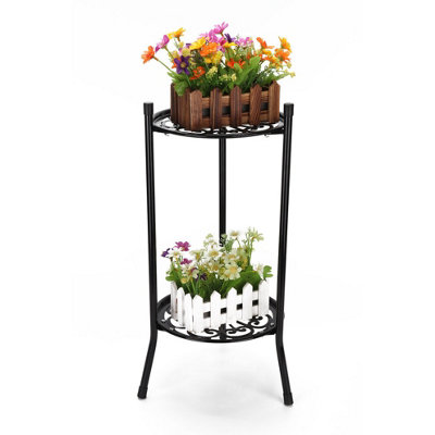 2 Tier Black Tall Round Rustproof Vintage Plant Stand  50Cmcm H from B&Q