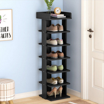  - 7-Tier Black Shoe Storage Rack Space Saving Organiser