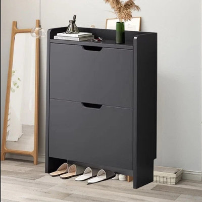 2 Drawer Shoe Rack Shoes Storage Cabinet Wooden Cupboard Organiser Holder Stand from B&Q