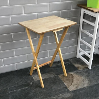 Portable Folding Snack & Laptop TableNatural Wood Side Desk from B&Q