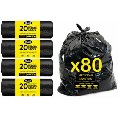 B&Q Black Capacity Refuse Sacks Strong Bin Bags For Household & Outdoor Waste Large B&Q