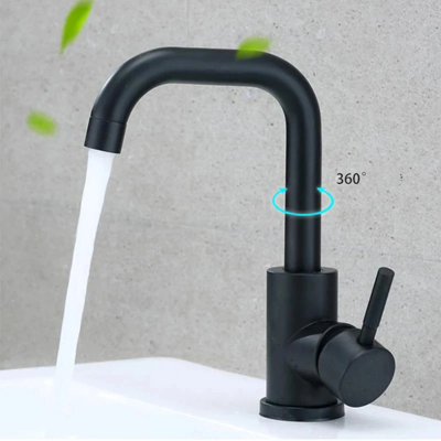  - Black Nickel 304 Ss Bathroom Faucet  360 Swivel Mixer TapSingle Handle