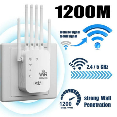 5G Wifi Repeater & Signal Booster 1200Mbps, 5Ghz Long Range Wifi Extender