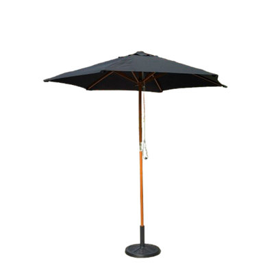  - 2.4M Garden Patio Parasol Umbrella Large Wooden Garden Furniture Black