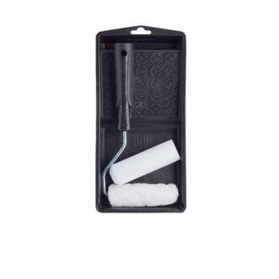  - 4 Mini Paint Roller Set With Tray For WallsCeilingsEmulsion Or Gloss