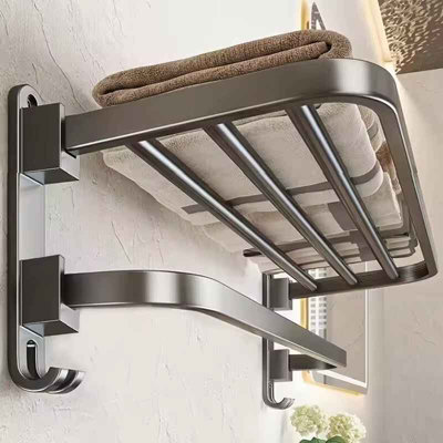40Cm Folding Aluminum Towel Rack Holder With Hook Towel Holder from B&Q