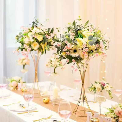  - 2Pcs Gold Iron Flower Vases  Wedding Or Home Decor Table Centerpieces