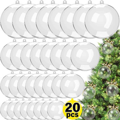 20Pcs 6Cm Clear Fillable Christmas OrnamentsPlastic Baubles For TreeParty And  Gift Decor from B&Q