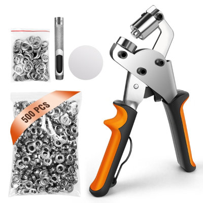 Eyelet Press Pliers 10mm Manual Handheld With 500Pcs Silver Grommets from B&Q