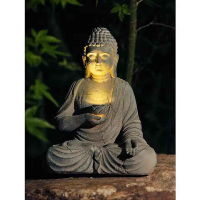 Solar Buddha Garden StatueZen Outdoor Decor. from B&Q