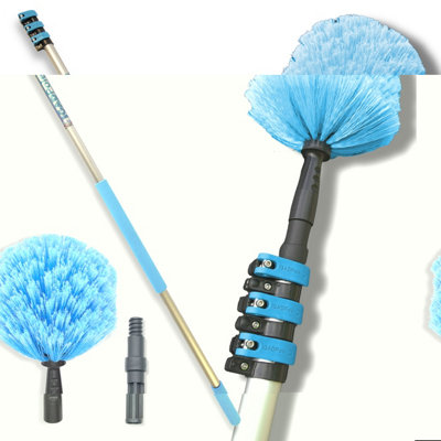 B&Q -  12-Foot High Reach Cobweb Duster Kit With 5-12Ft Extension PoleDewebber BrushIndoor And Outdoor Extendable Spider Web Cleaning